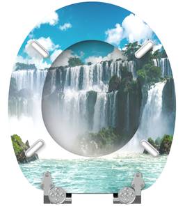 WC-Sitz mit Absenkautomatik Wasserfall Blau - Holzwerkstoff - 38 x 6 x 47 cm