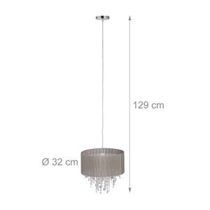 Lampe suspension cristal organza Gris - Métal - Matière plastique - Textile - 32 x 129 x 32 cm