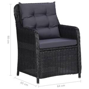 Chaise en rotin (lot de 2) 46550 Noir - Métal - Polyrotin - 64 x 90 x 65 cm