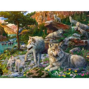 Puzzle Wolfsrudel im Frühlingserwachen Papier - 28 x 6 x 38 cm