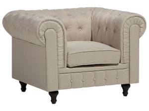 Set de canapés CHESTERFIELD Beige - Chêne foncé - 222 x 79 x 85 cm