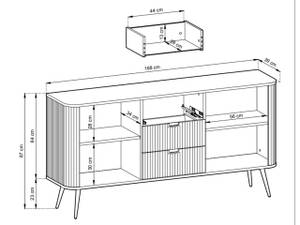 Kommode VIVA Gold - Weiß - Holzwerkstoff - Metall - Naturfaser - Kunststoff - 168 x 87 x 39 cm