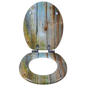 WC-Sitz Merle Blau - Weiß - Holzwerkstoff - Metall - Kunststoff - 38 x 2 x 44 cm