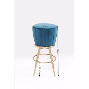 Tabouret de bar After Work velours bleu Velours / Acier inoxydable - Turquoise / Doré