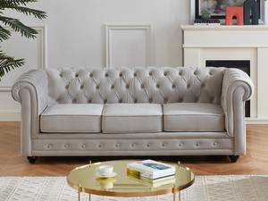 Sofa CHESTERFIELD Hellgrau - Tiefe: 205 cm