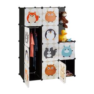 Steckregal Kinderzimmer mit Tiermotiven Beige - Schwarz - Weiß - Metall - Kunststoff - 111 x 145 x 47 cm
