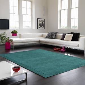 Tapis uni pure laine tufté CANDY Bleu - 80 x 150 cm