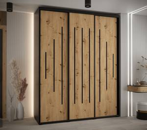 ARMOIRE À PORTES COULISSANTES DAVOS 12 Noir - Imitation chêne - Largeur : 190 cm