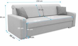 Sofa Vigo Grau - Holzwerkstoff - 230 x 84 x 88 cm