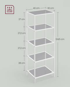 Bücherregal Belmopan Grau - Glas - 40 x 125 x 30 cm
