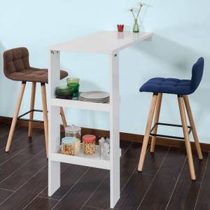 Table Haute Table de Bar FWT55-W Blanc - Bois manufacturé - 120 x 106 x 45 cm