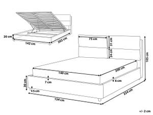 Lit double BATILLY Gris - 154 x 224 cm