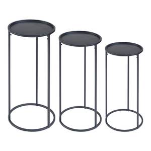 Set de 3 porte-plantes Nesodden Noir - Métal - 32 x 70 x 32 cm