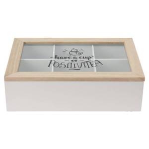 Teebox aus Holz, Teekiste, 24 x 17 x7 cm Weiß