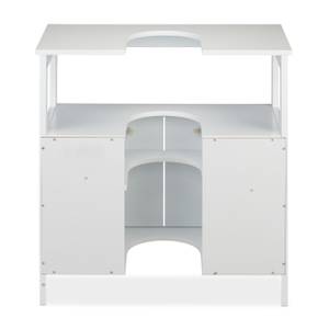 Waschbeckenunterschrank mit Seilgriffen Weiß - Holzwerkstoff - Rattan - 60 x 60 x 30 cm