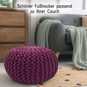 Pouf Sitzpouf Bodenkissen Strickhocker Violett