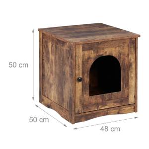 Meuble de toilette avec porte pour chat Marron - Bois manufacturé - 48 x 50 x 50 cm