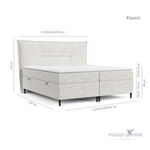 Boxspringbett Koussi I Taschenfederkern Grau - Breite: 180 cm