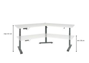 Schreibtisch D40 Grau - Weiß - Metall - 257 x 121 x 75 cm