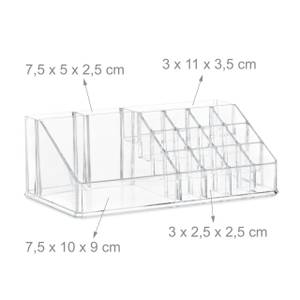 1 x Make Up Organizer transparent Kunststoff - 24 x 19 x 14 cm