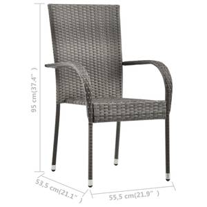 Garten-Essgruppe (3-teilig) 3072477 Grau - Glas - Metall - Polyrattan - 53 x 72 x 110 cm