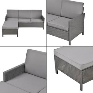 Salon de Jardin Murcia Rattan Gris - Métal - 173 x 72 x 60 cm