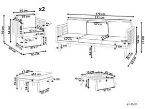 Set de jardin BARATTI Largeur : 179 cm - Lot de 2 - Nombre de pièces dans le lot : 5