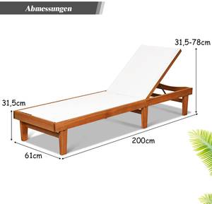 Sonnenliege 5 Stufen verstellbar Weiß - Holzwerkstoff - 61 x 31 x 200 cm