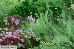 Tableau peint à la main L'été de ma vie Vert - Bois massif - Textile - 120 x 60 x 4 cm