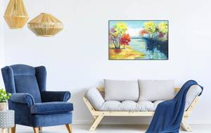 Acrylbild handgemalt Letzte Sommertage Massivholz - Textil - 90 x 60 x 4 cm