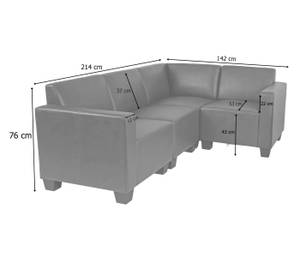 Couch-Garnitur Moncalieri (2-teilig) Grau - Kunstleder - 214 x 76 x 142 cm
