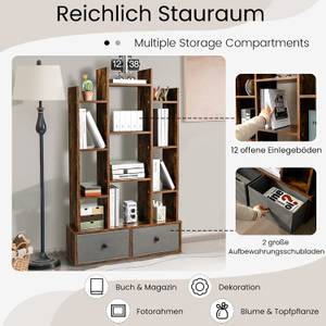 Bücherregal im Baumform mit Schubladen Braun - Holzwerkstoff - 24 x 132 x 80 cm