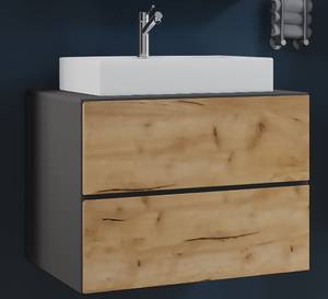 Table de toilette Lendas Anthracite - Imitation chêne - Largeur : 81 cm