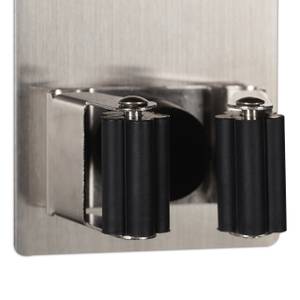 4 x Gerätehalter Schwarz - Silber - Metall - Kunststoff - 7 x 8 x 4 cm