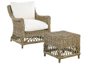 Sessel RIBOLLA Beige - Blau - Weiß - Rattan - 66 x 78 x 70 cm