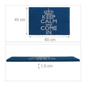 Fußmatte Keep Calm Kokos blau 40x60 cm Blau - Weiß - Naturfaser - Kunststoff - 40 x 2 x 60 cm