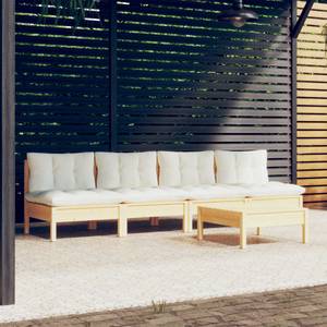 5-tlg. Garten-Lounge-Set mit Creme Creme