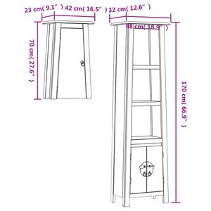 Badmöbel Set 3223460 (2-teilig) Braun - Massivholz - Holzart/Dekor - 48 x 170 x 32 cm