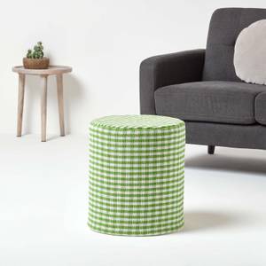 Designer Hocker Ottoman rund Gingham Grün