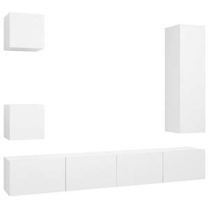 TV-Schrank 5er Set D228 Weiß - Höhe: 110 cm