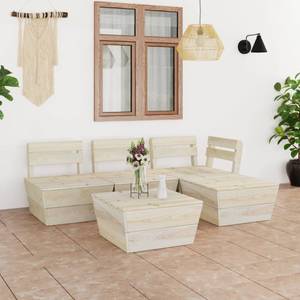 Bistro-Set-k156 ( 5-tlg ) Beige - Massivholz - Höhe: 1 cm