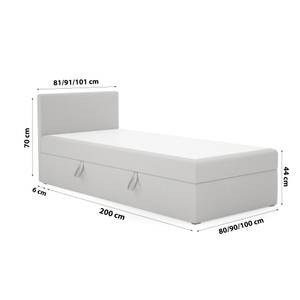 Einzelbett Jugendbett Menorca Mini basic Hellgrau - Breite: 80 cm - Bettkasten links