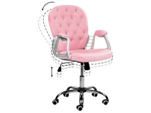 Chaise de bureau PRINCESS Noir - Rose foncé - Argenté - Hauteur : 93 cm