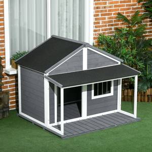 Hundehütte D02-100V01GY Grau - Massivholz - 112 x 105 x 124 cm