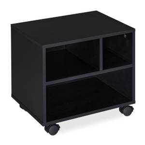 Rollcontainer mit 3 offenen Fächern Schwarz - Holzwerkstoff - Kunststoff - 40 x 36 x 30 cm