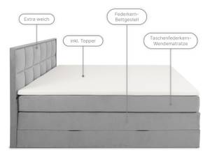 MONTREAL Boxspringbett mit Bettkasten Silber - Breite: 160 cm