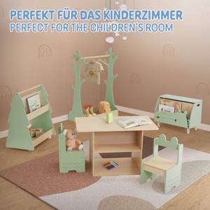 Kinderregal mit Rollen aus Holz Grün - Holzwerkstoff - 38 x 70 x 60 cm