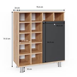 Wäscheschrank Fynn Braun - Grau - Holzwerkstoff - 78 x 92 x 34 cm