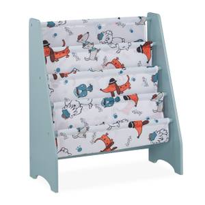 Bücherregal für Kinder Blau - Orange - Weiß - Holzwerkstoff - Textil - 62 x 71 x 30 cm