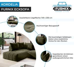 Ecksofa Kordelia Dunkelgrün